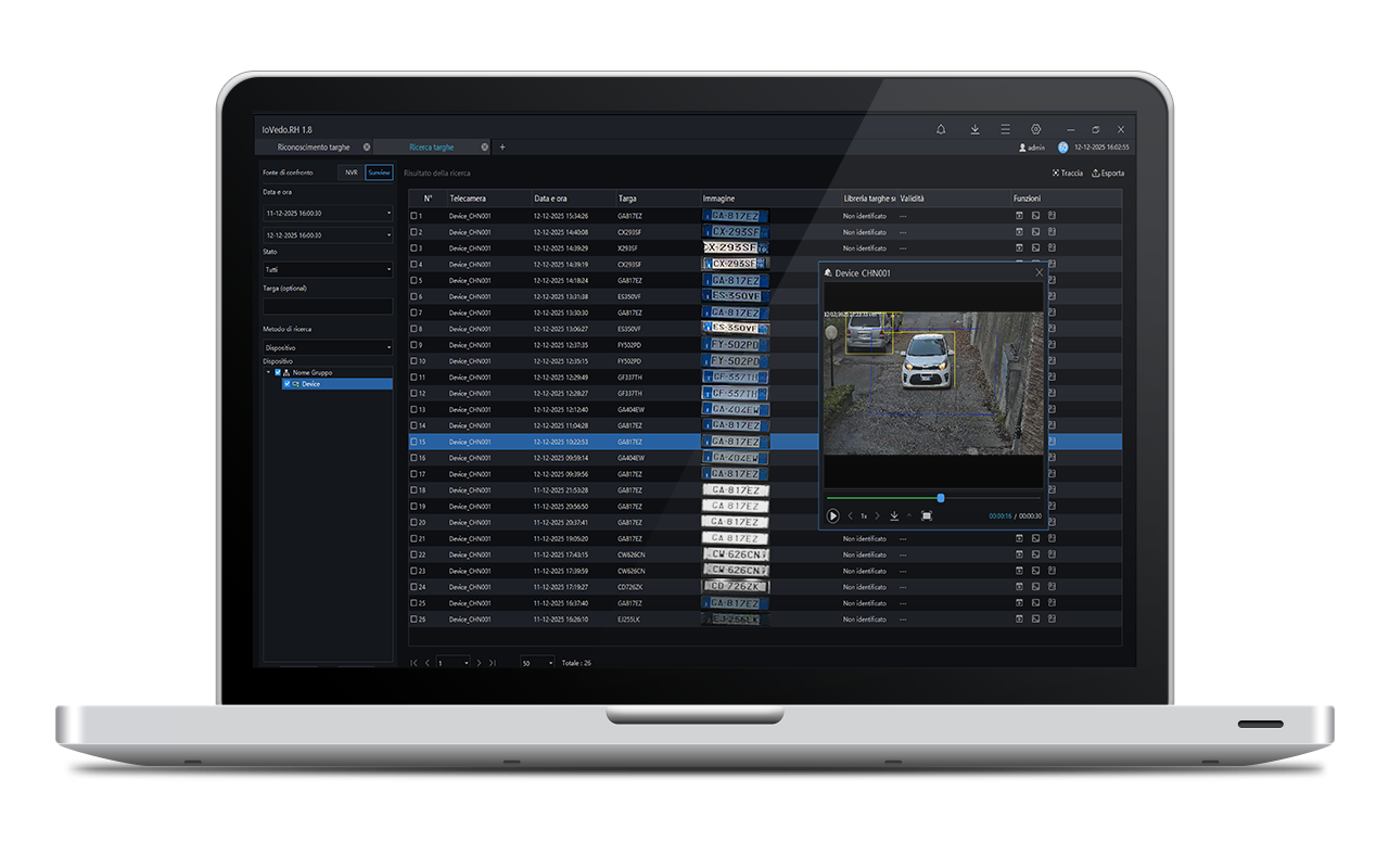 Controllo telecamera IP ANPR da browser